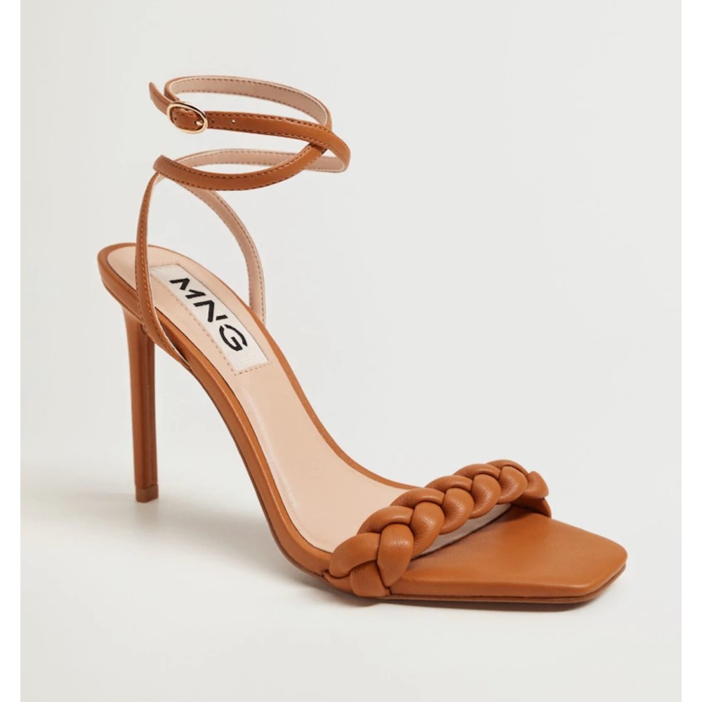 MANGO BRAIDED HEEL SANDALS size 38 NEW